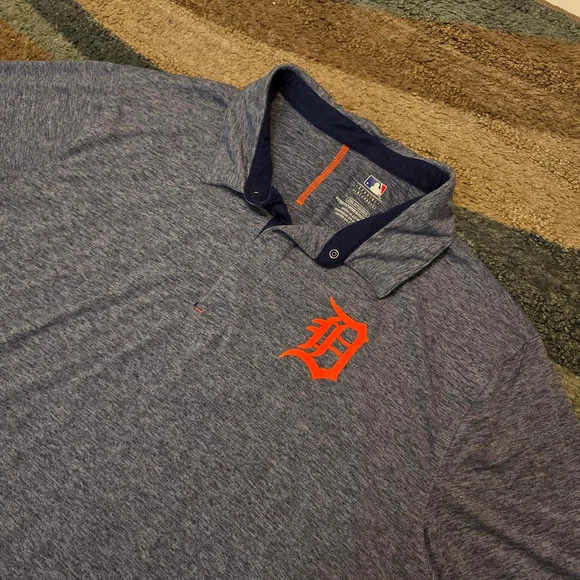 Grey and orange Detroit Tigers polo shirt #baseball - Picture 1 of 7